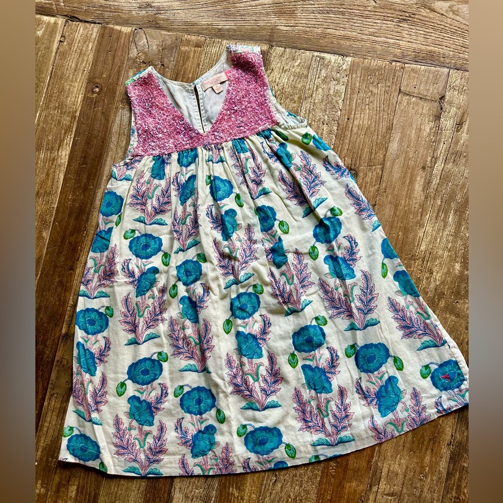 Pink Chicken Floral Courtney Dress with Sequins 6Y - Picture 2 of 6